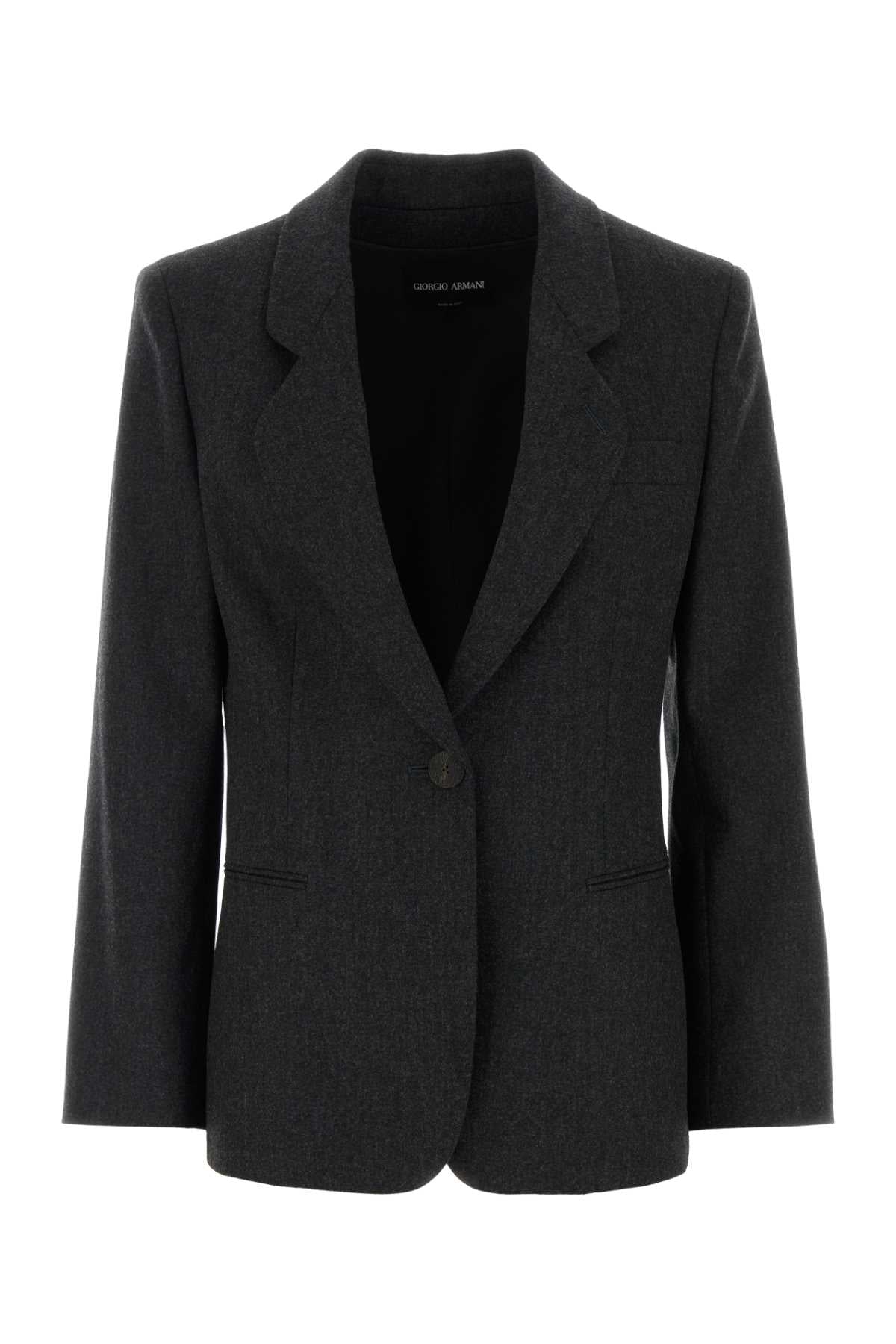 Giorgio Armani Women Charcoal Stretch Wool Blend Blazer GIORGIO ARMANI
