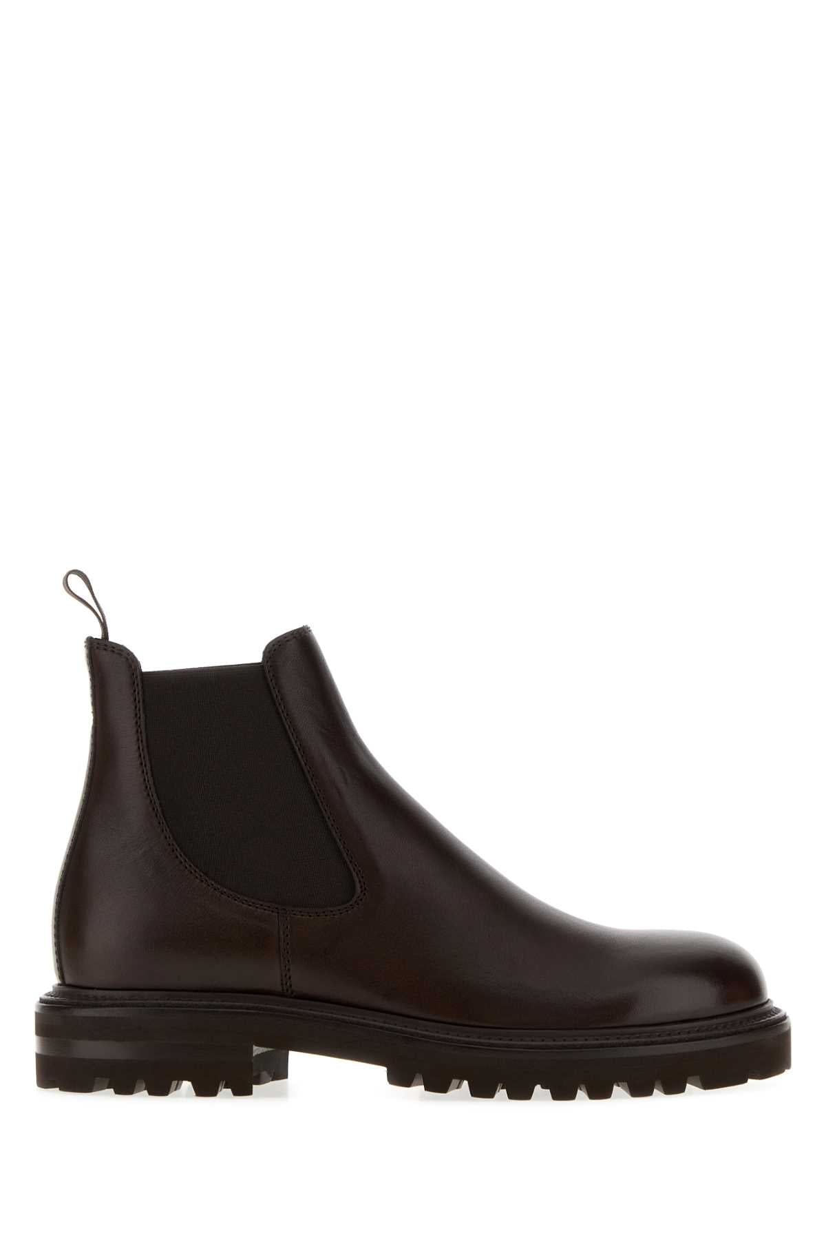 Giorgio Armani Men Chocolate Leather Ankle Boots GIORGIO ARMANI