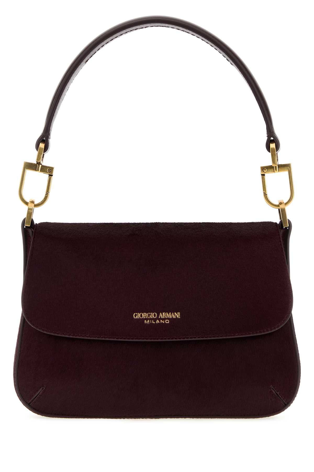 Giorgio Armani Women Burgundy Calf Hair Shoulder Bag GIORGIO ARMANI