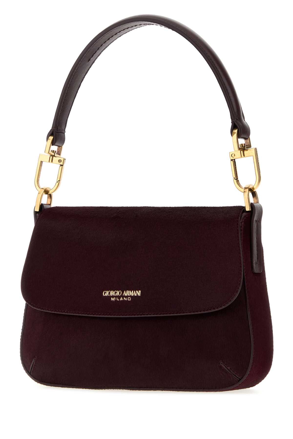 Giorgio Armani Women Burgundy Calf Hair Shoulder Bag GIORGIO ARMANI