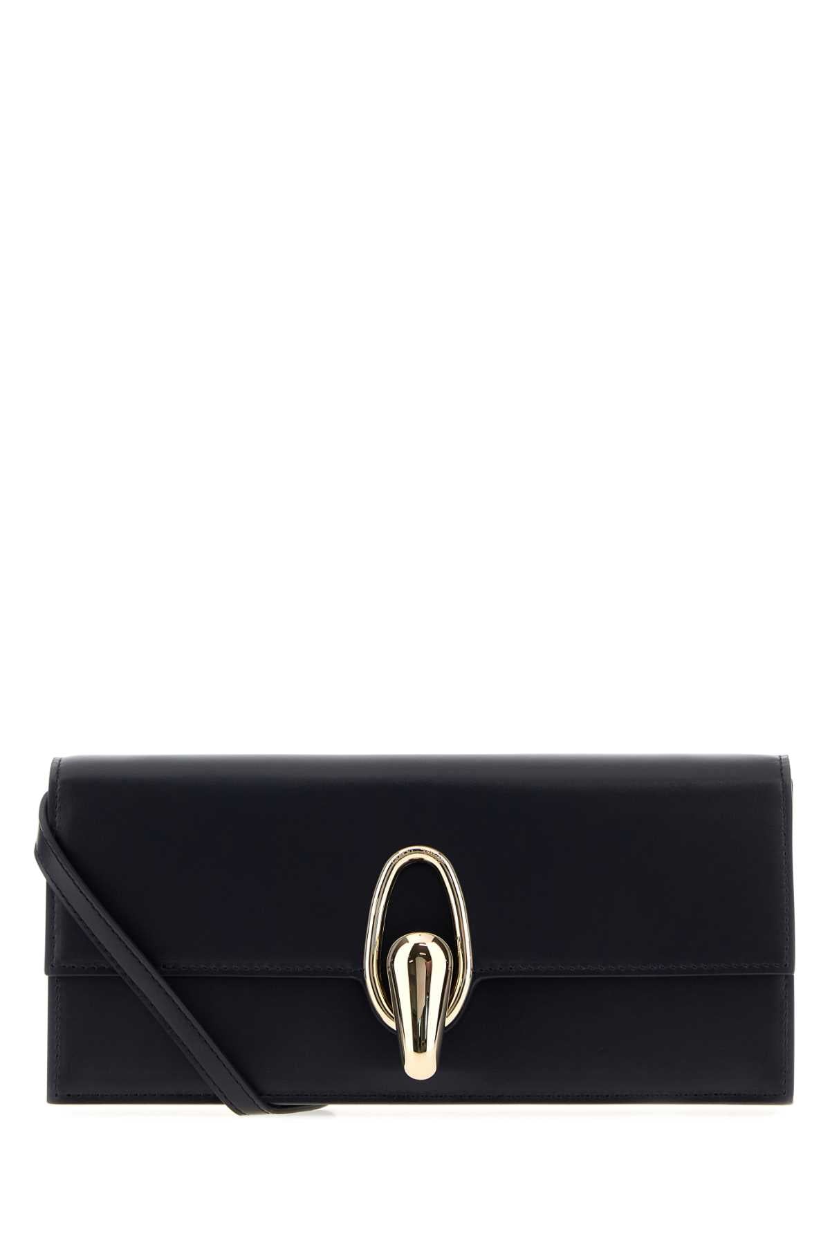 Giorgio Armani Women Midnight Blue Leather Clutch GIORGIO ARMANI