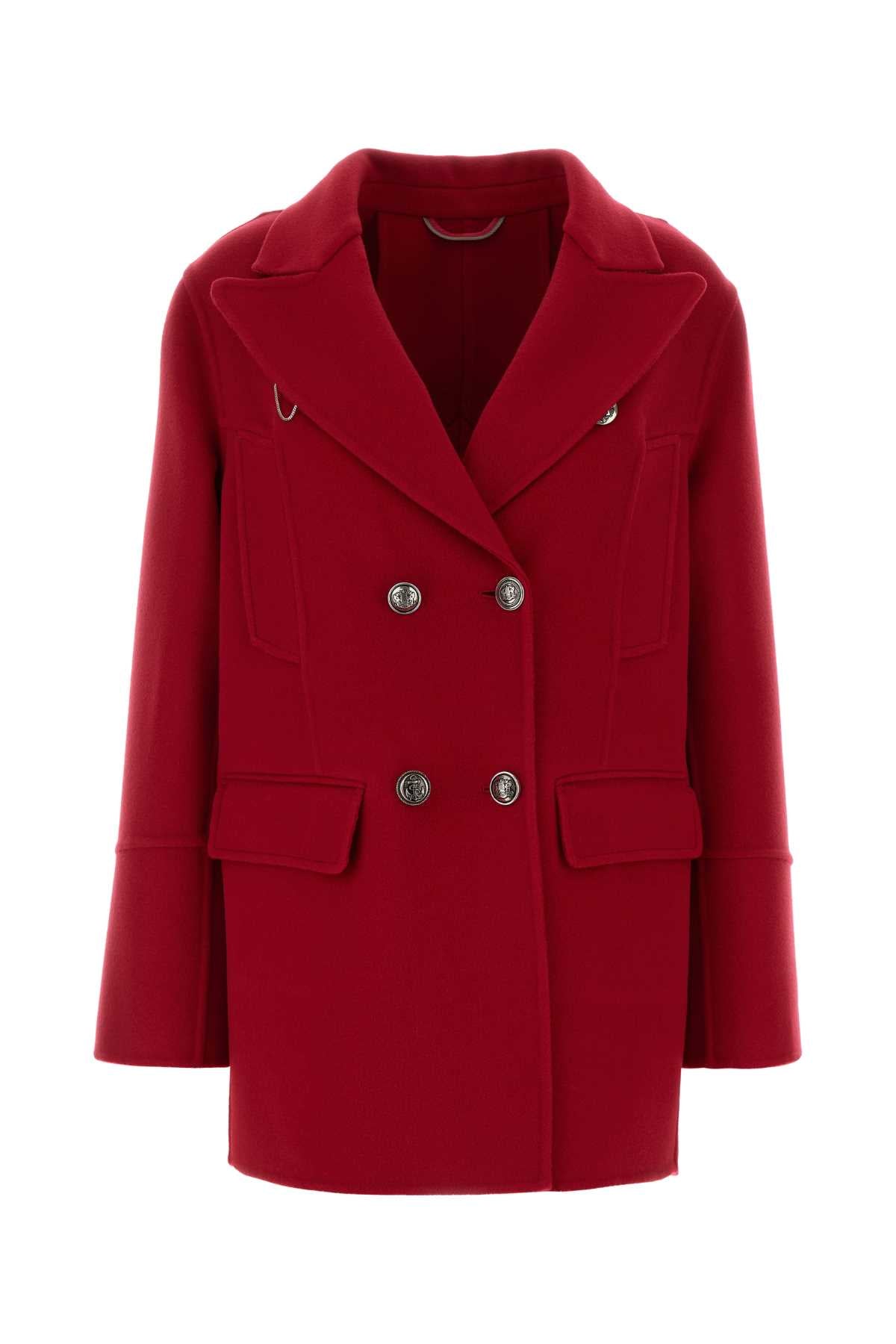 Ermanno Scervino Women Red Wool Coat ERMANO SCERVINO