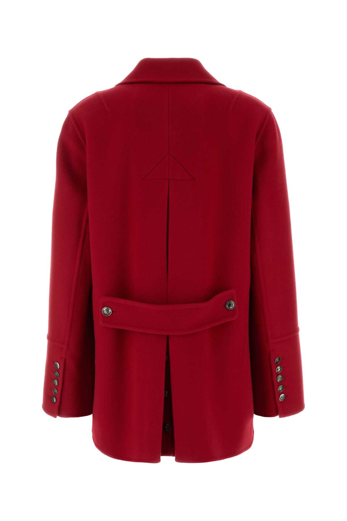 Ermanno Scervino Women Red Wool Coat ERMANO SCERVINO