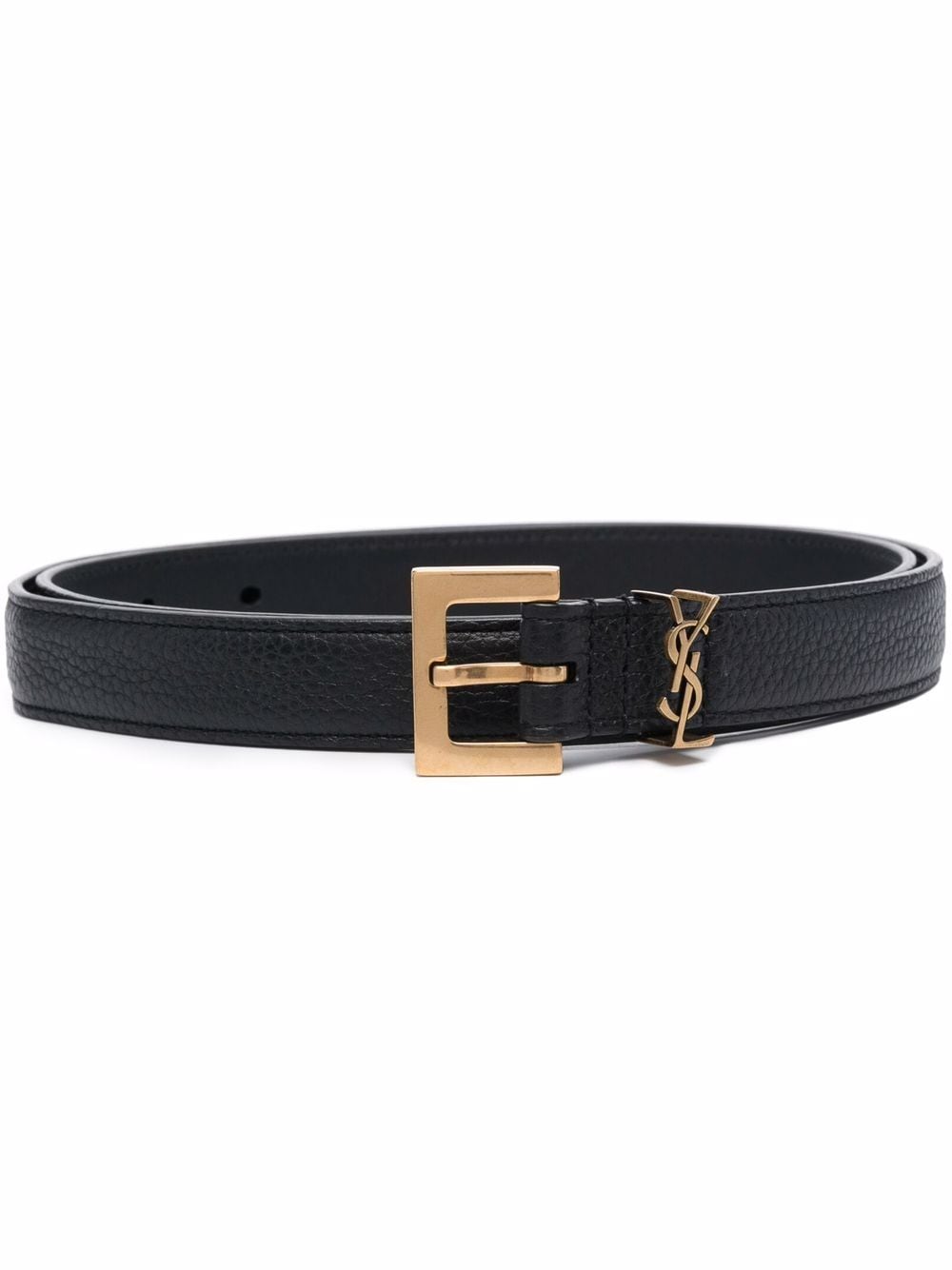 Saint Laurent Men Cassandre Thin Belt With Square Buckle In Grained Leather SAINT LAURENT