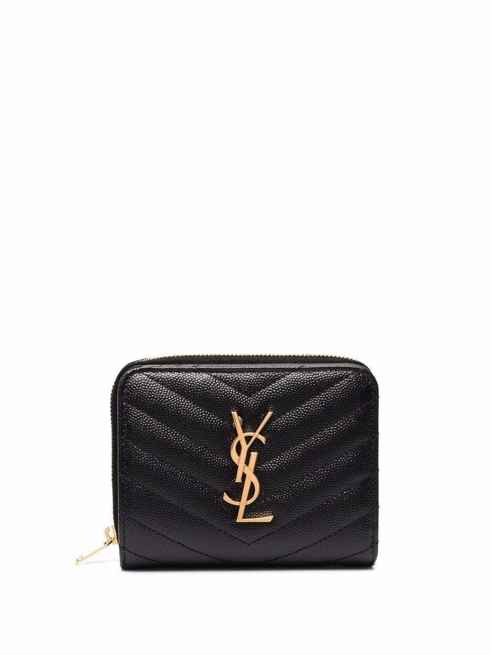 Saint Laurent Women Cassandre Matelassé Compact Zip Around Wallet In Grain De Poudre Leather SAINT LAURENT