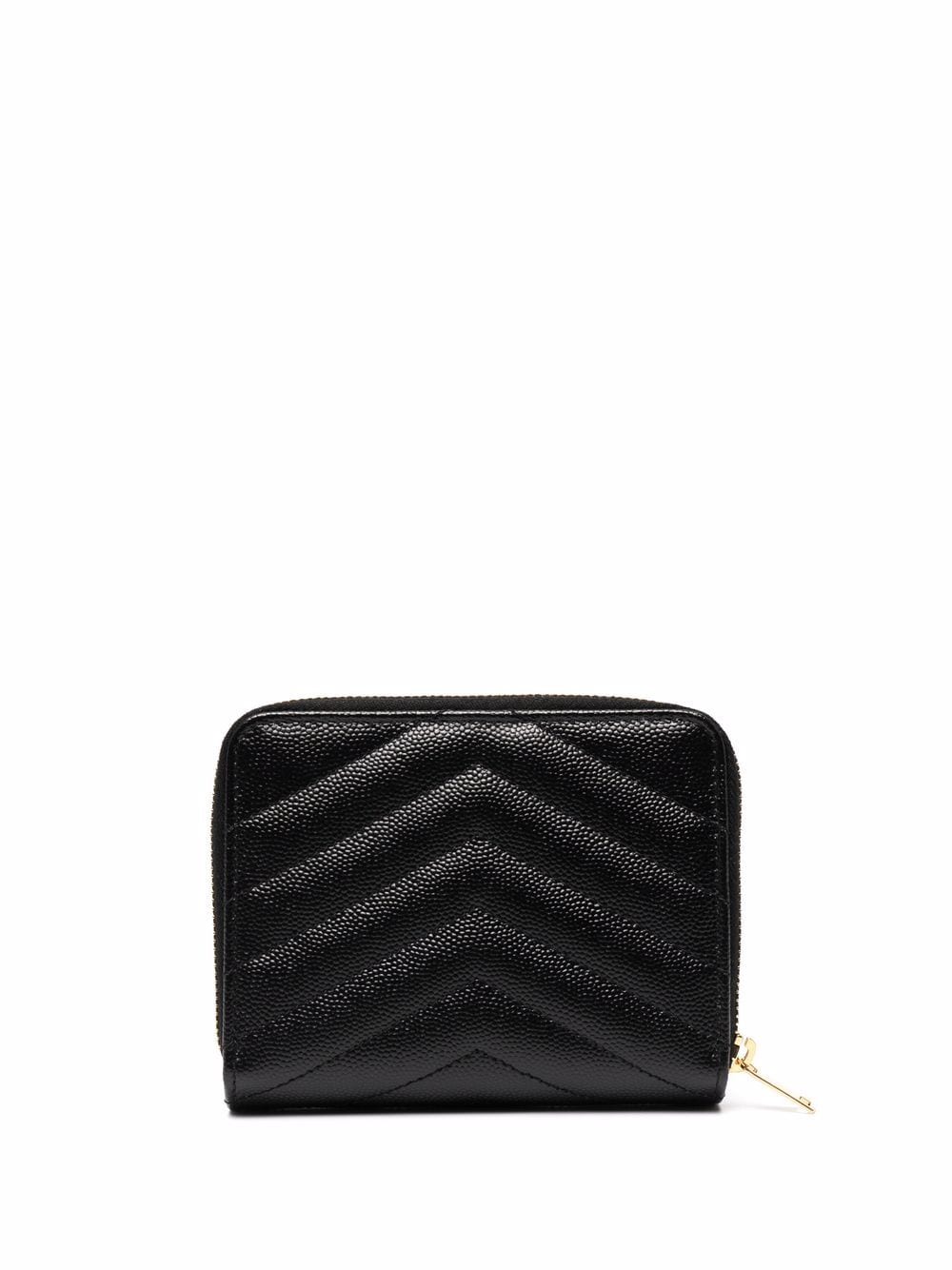 Saint Laurent Women Cassandre Matelassé Compact Zip Around Wallet In Grain De Poudre Leather SAINT LAURENT