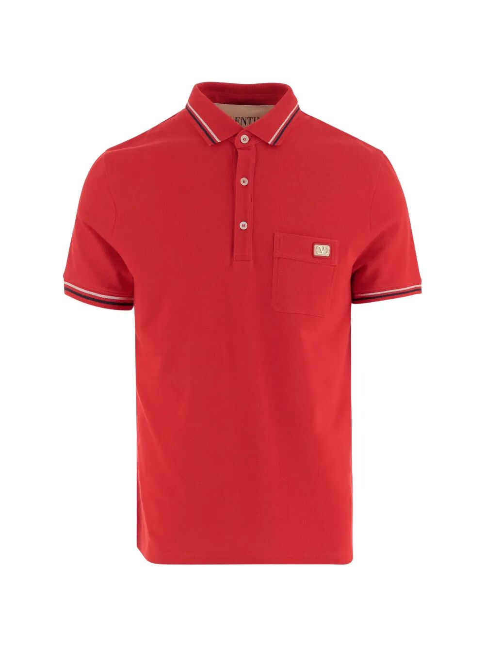 Valentino Garavani Men Cotton Piqué Polo Shirt With Vlogo Patch VALENTINO GARAVANI