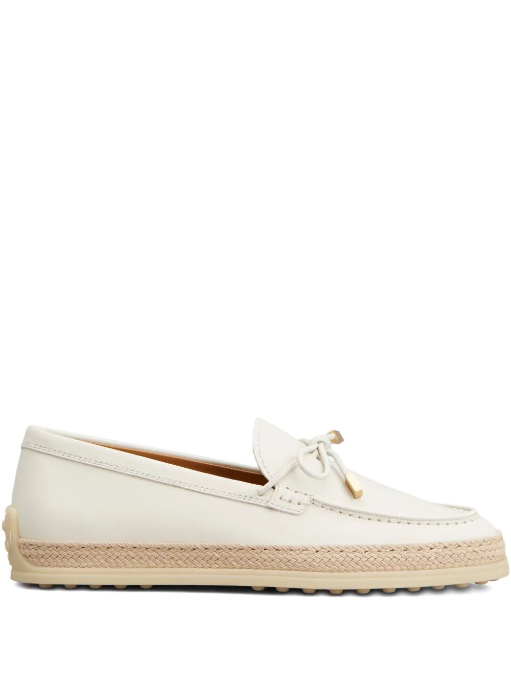 Tod's Women Raffia Weaving Leather Loafers With Laces TOD'S