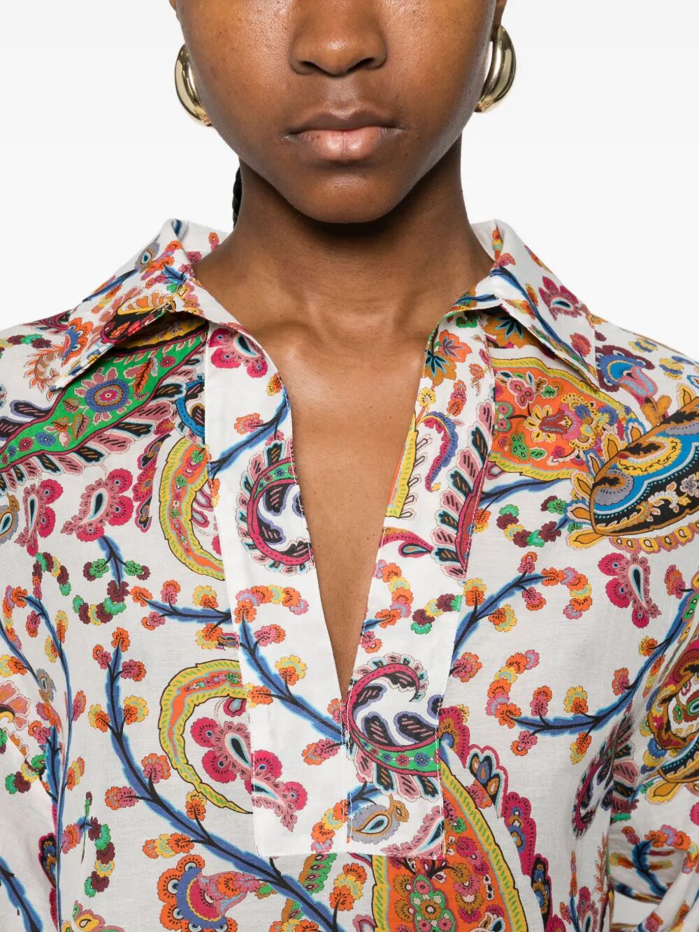 Etro Women Paisley-Print V-Neck Beach Kimono Shirt ETRO