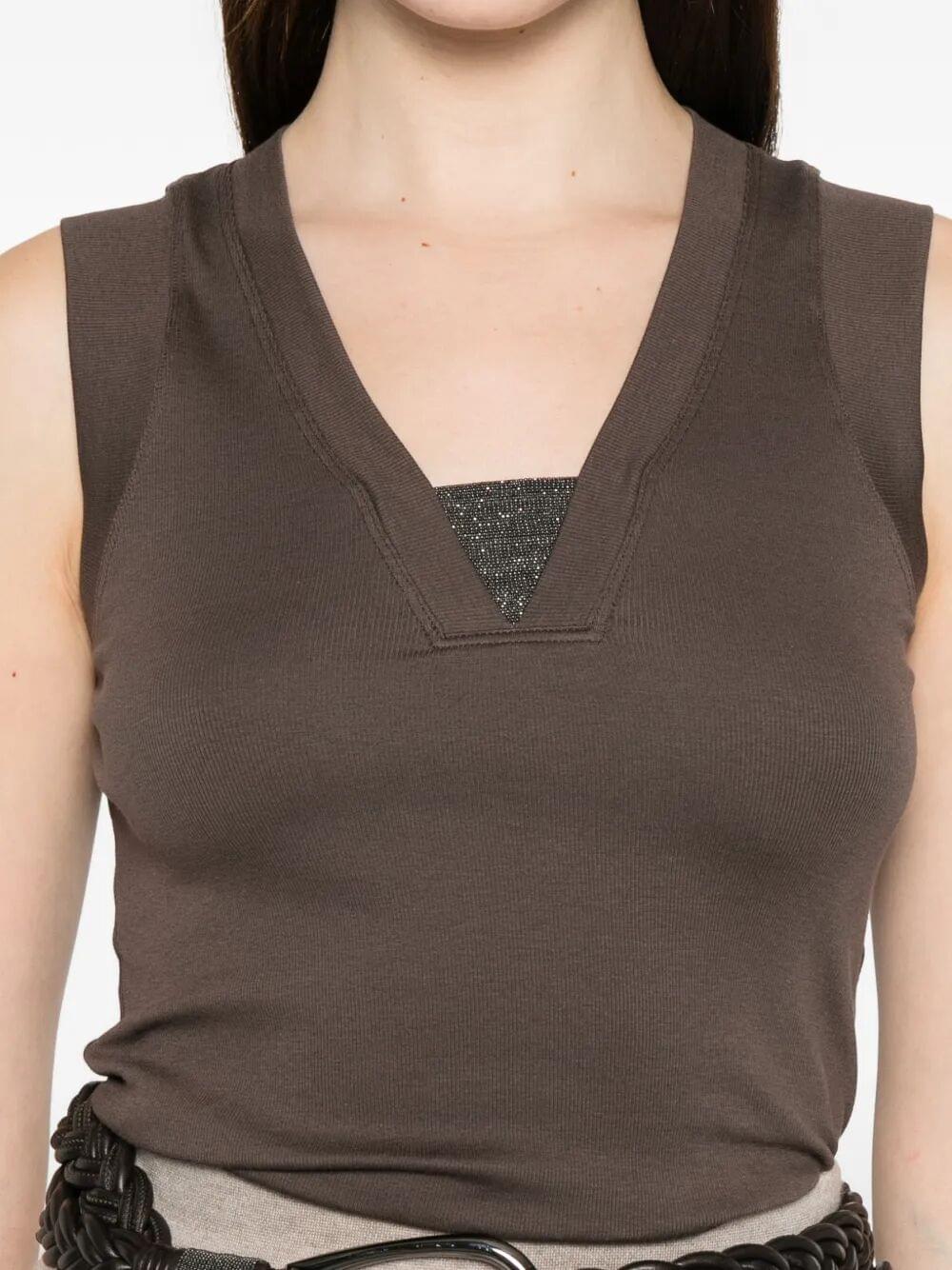 Brunello Cucinelli Women Stretch Cotton Jersey Tank Top With Precious Faux-Layering BRUNELLO CUCINELLI
