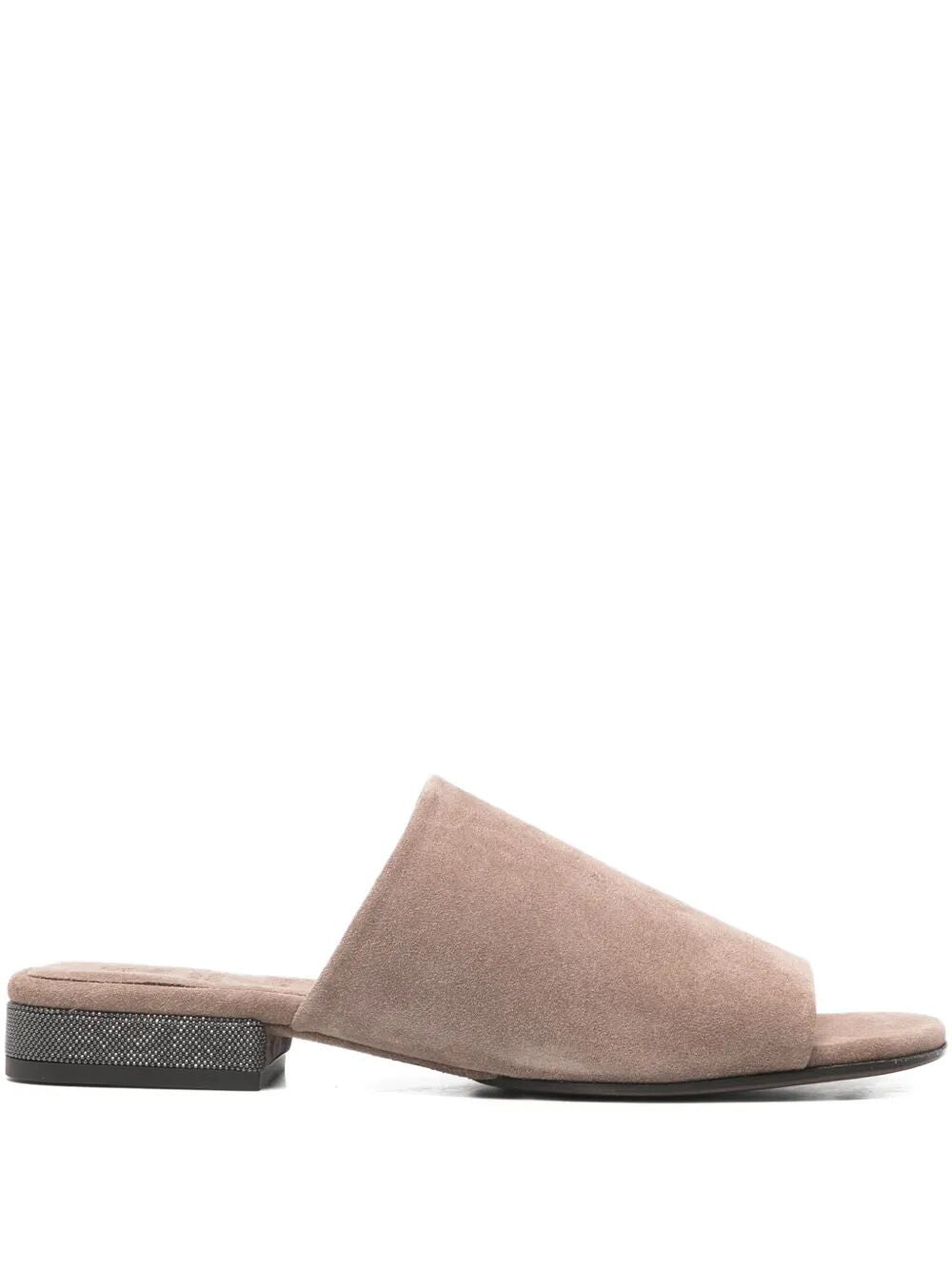 Brunello Cucinelli Women Suede Mules With Monili BRUNELLO CUCINELLI