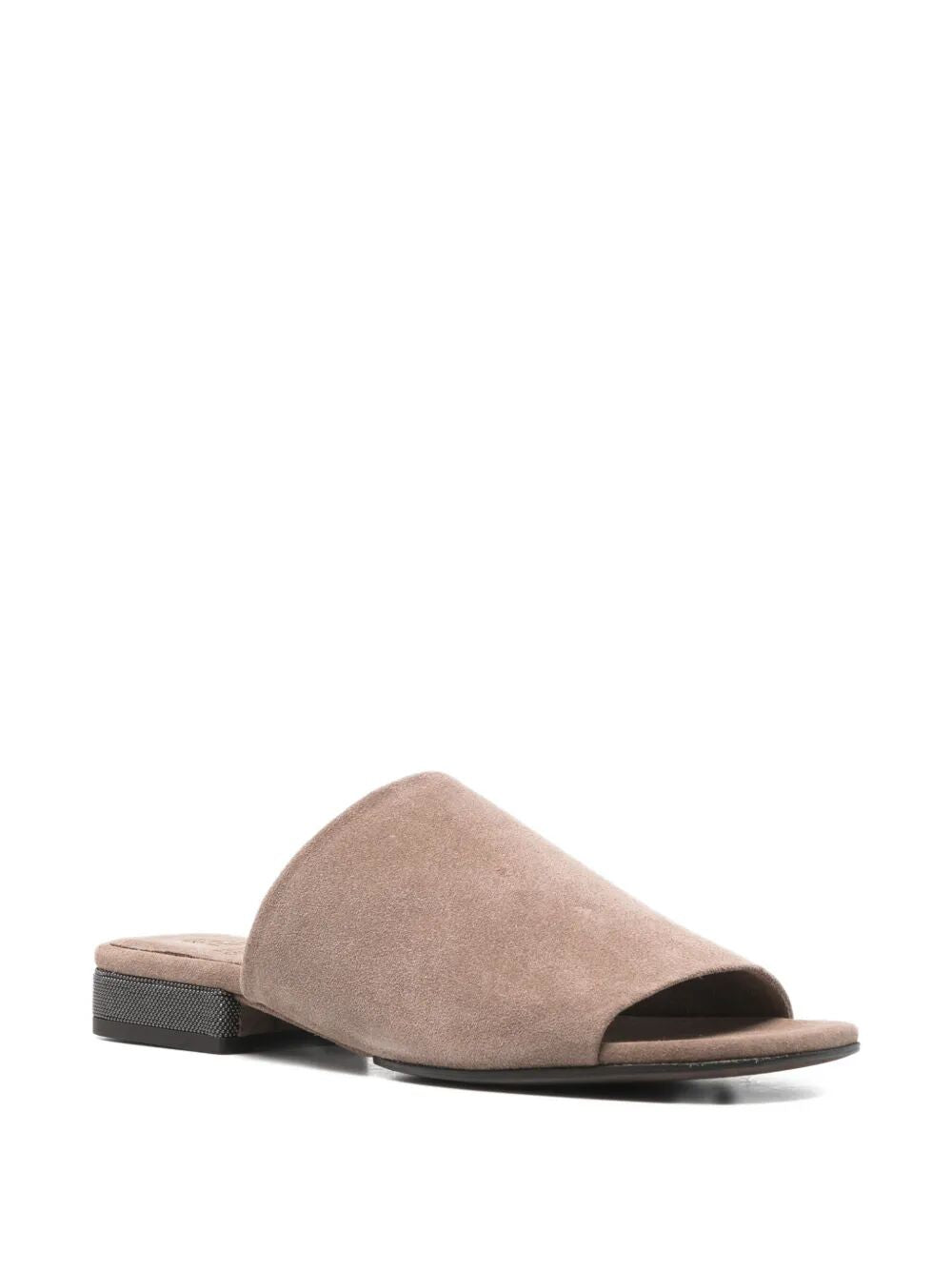 Brunello Cucinelli Women Suede Mules With Monili BRUNELLO CUCINELLI