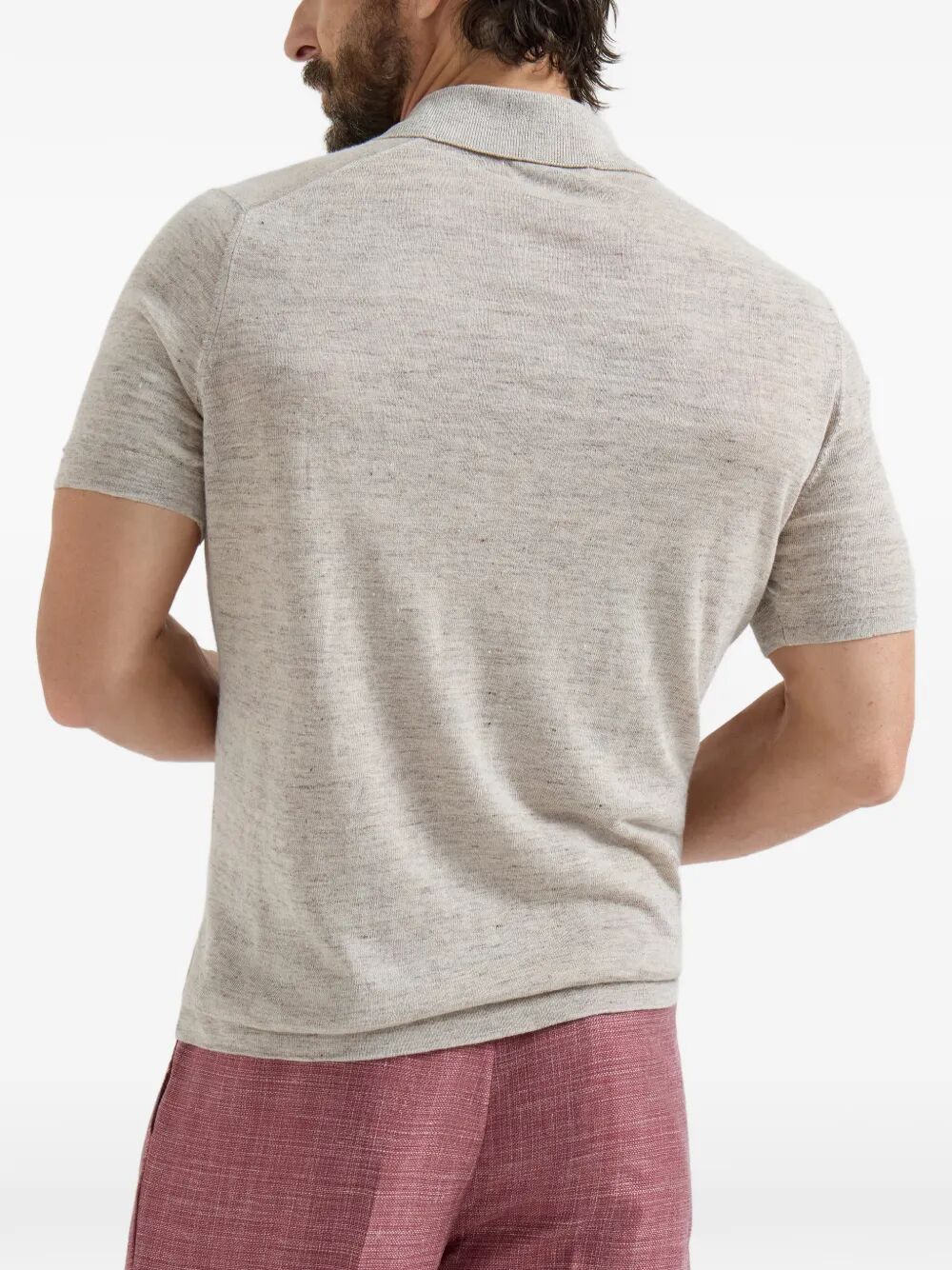 Brunello Cucinelli Men Linen And Cotton Knit Polo BRUNELLO CUCINELLI
