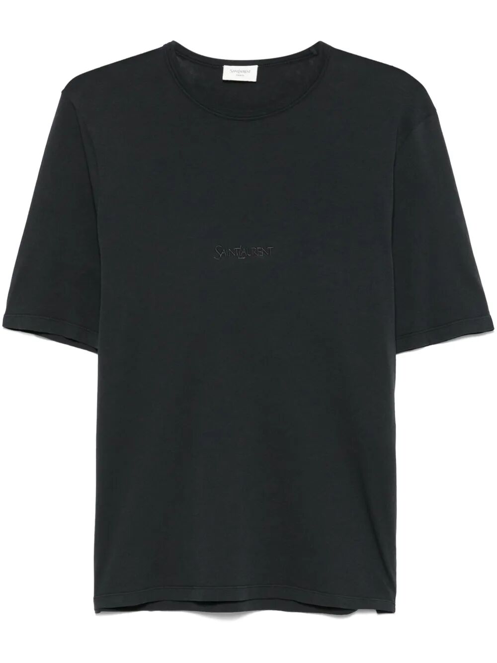Saint Laurent Men Tonal Logo Embroidery Cotton T-Shirt SAINT LAURENT