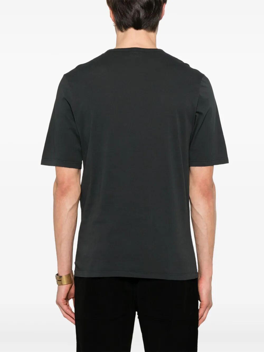 Saint Laurent Men Tonal Logo Embroidery Cotton T-Shirt SAINT LAURENT