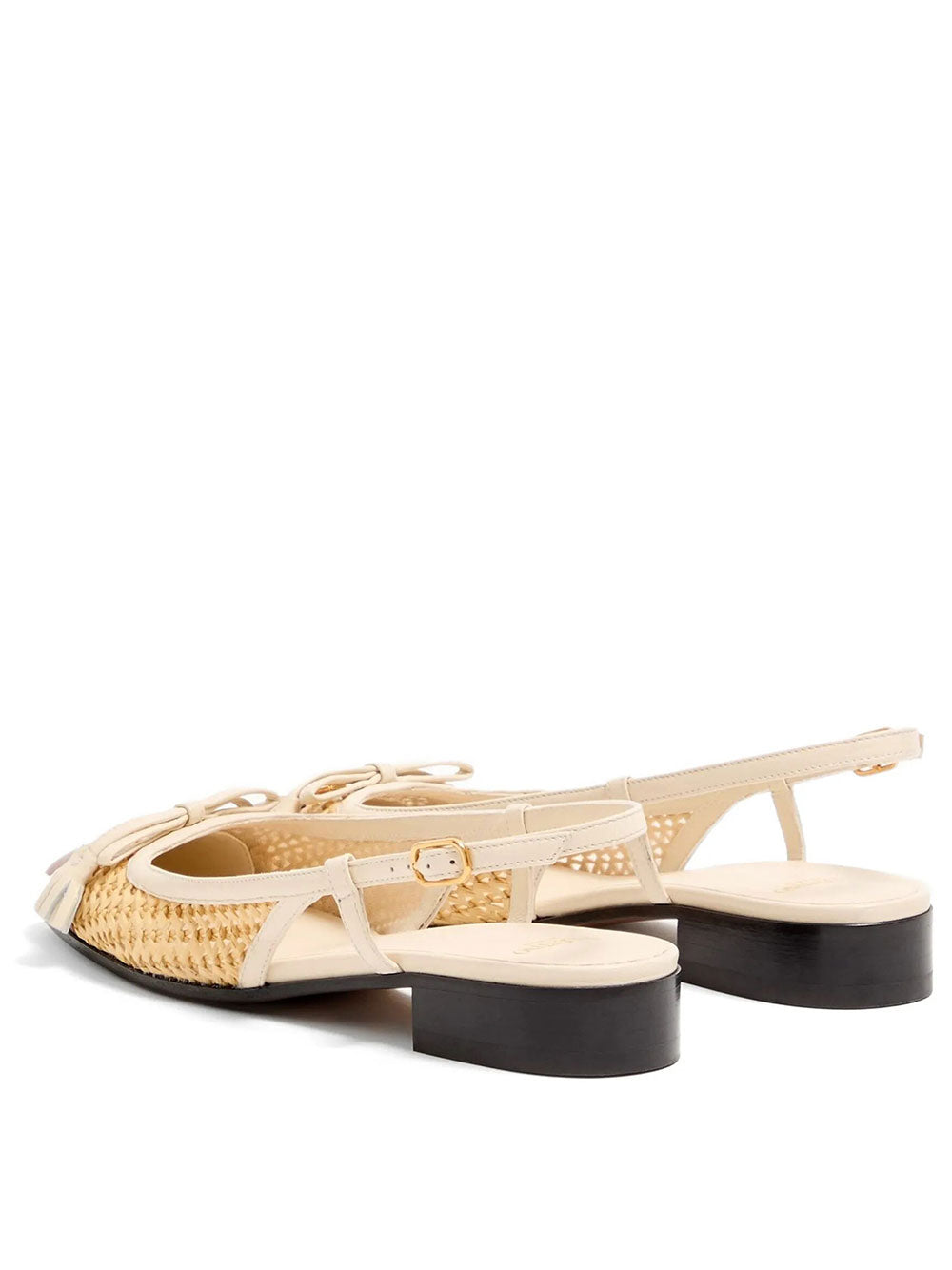 Valentino Garavani Women Valet Du Roi Leather And Raffia Slingback Ballerinas VALENTINO GARAVANI