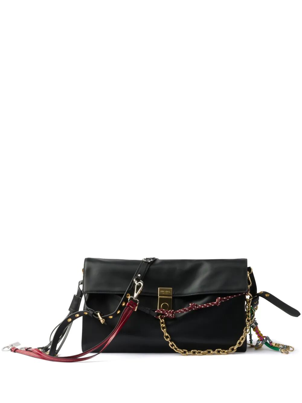 Prada Women Prada Soft Sound Large Leather Shoulder Bag With Charms PRADA