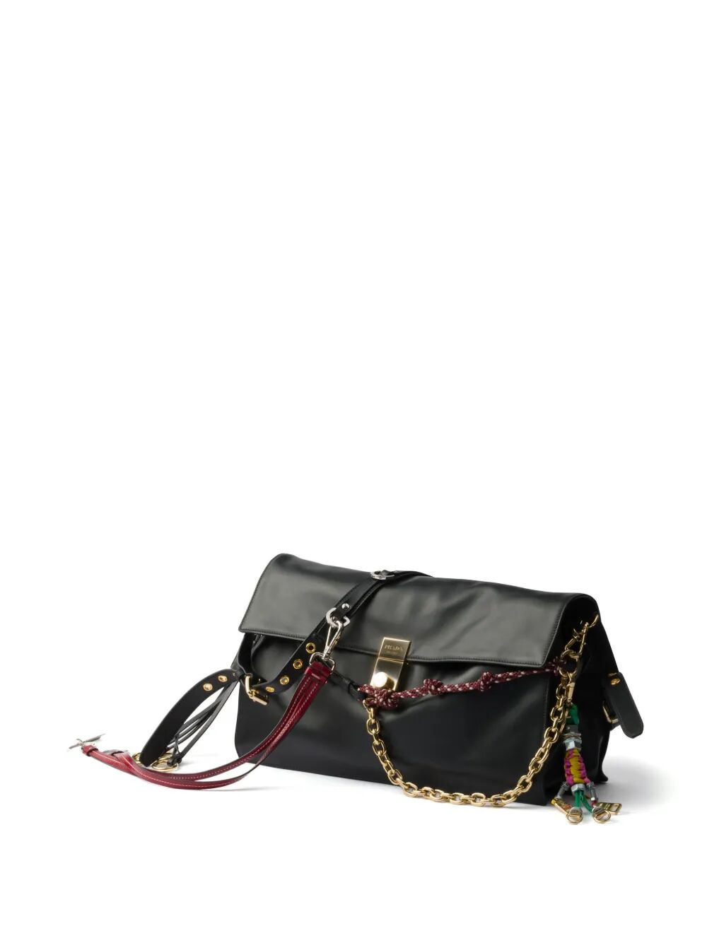 Prada Women Prada Soft Sound Large Leather Shoulder Bag With Charms PRADA