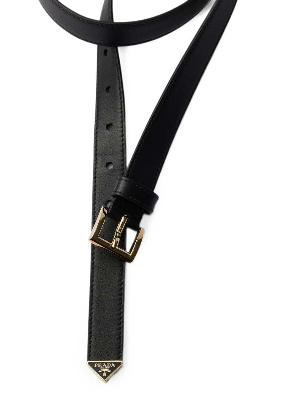 Prada Women Slim Leather Belt With Logo PRADA
