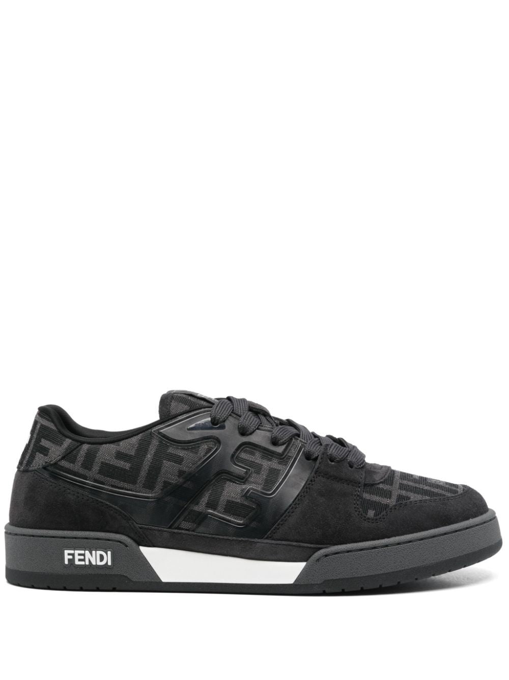 Fendi Men Ff Jacquard And Suede Fendi Match Sneakers FENDI