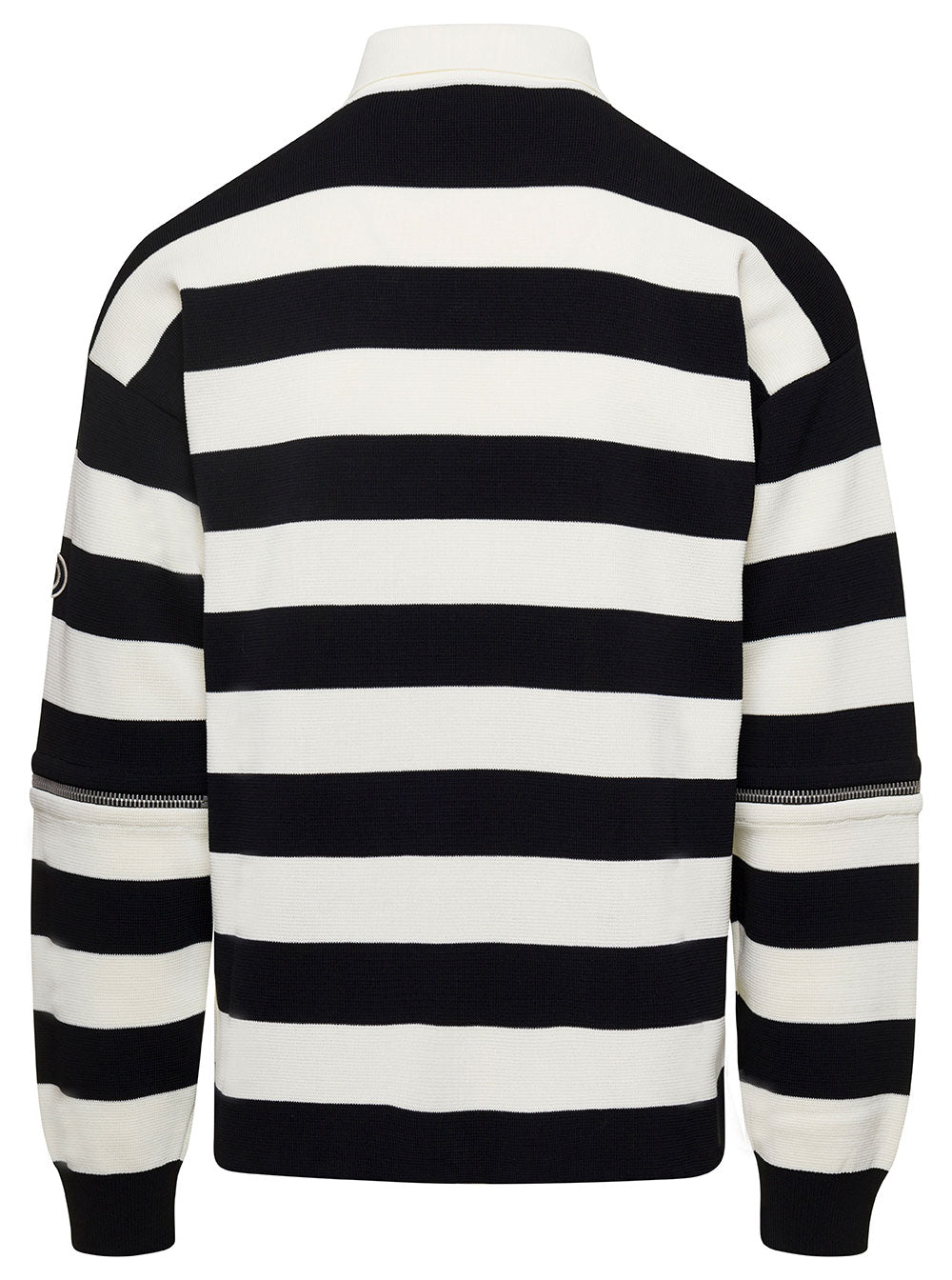 Gucci Men Striped Black And White Knit Polo With Detachable Sleeves In Cotton Man GUCCI