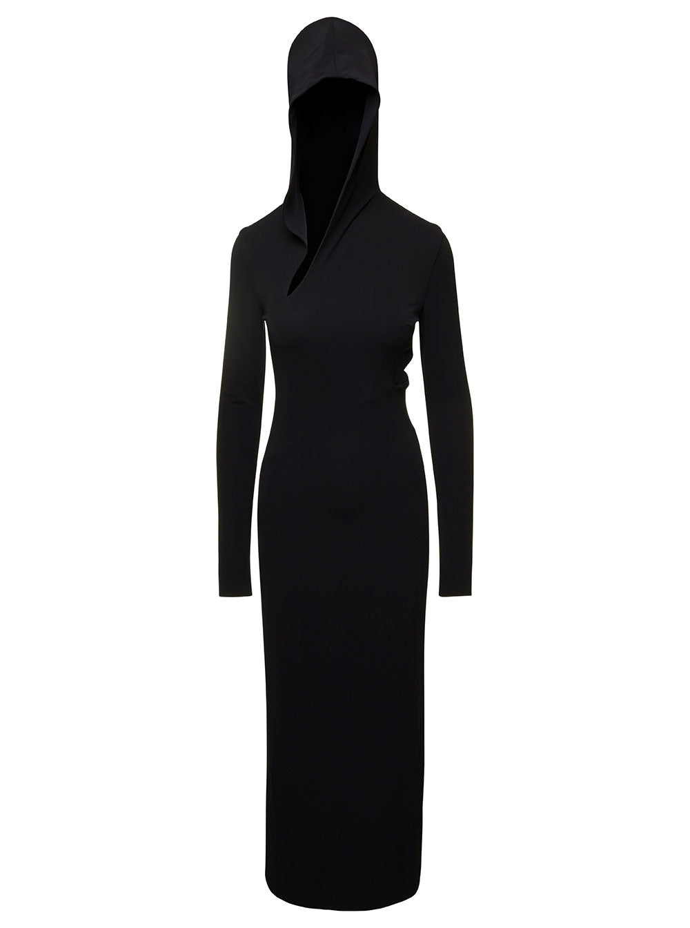 Versace Women Black Cut-Out Hooded Maxi Dress In Viscose Woman VERSACE