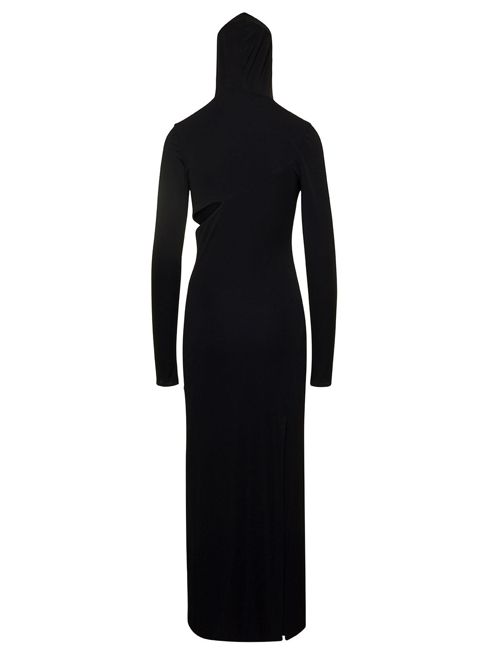 Versace Women Black Cut-Out Hooded Maxi Dress In Viscose Woman VERSACE