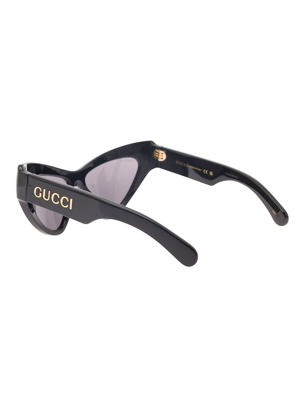 Gucci Women 'Gg1294s' Black Cat-Eye Sunglasses With Logo Lettering In Shiny Acetate Woman GUCCI