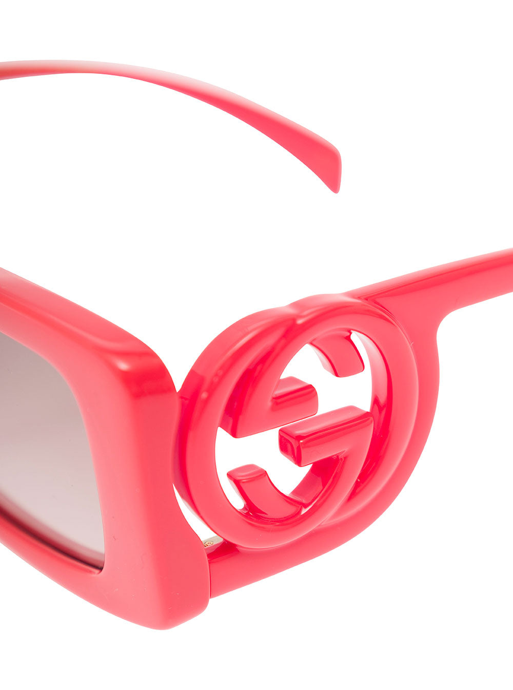 Gucci Women 'Gg1325s' Red Rectangular Sunglasses With Interlocking Gg Cut-Out In Shiny Acetate Woman GUCCI
