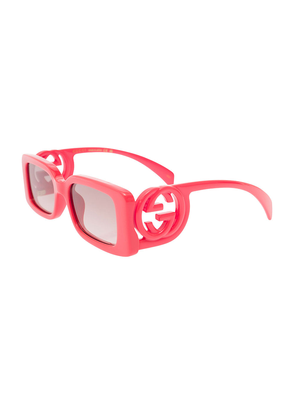 Gucci Women 'Gg1325s' Red Rectangular Sunglasses With Interlocking Gg Cut-Out In Shiny Acetate Woman GUCCI