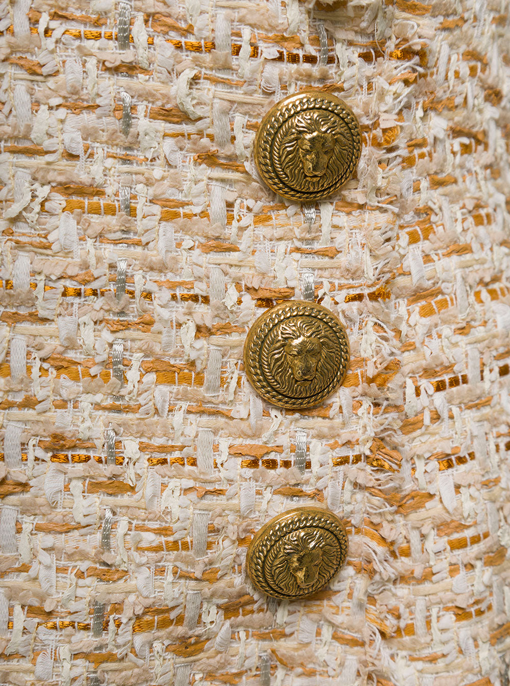 Balmain Women Beige Tweed Skirt With Front Golden Buttons In Cotton Blend Woman BALMAIN
