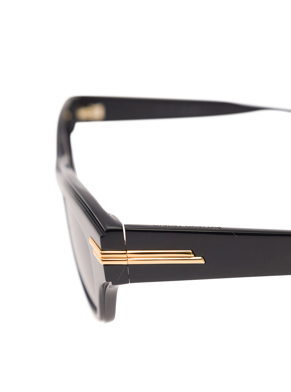 Bottega Veneta Women 'Bv1122s' Black Rectangular Sunglasses With Golden Detail In Acetate Woman BOTTEGA VENETA