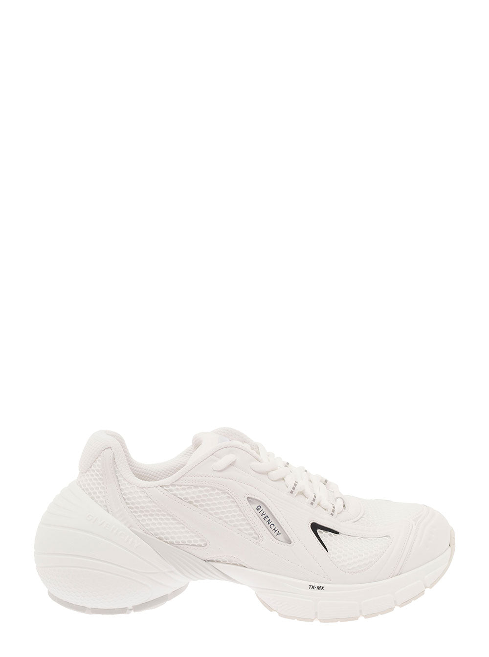 Givenchy Men 'Tk-Mx' White Low Top Sneakers With Side Logo Print In Mesh And Faux Leather Man GIVENCHY