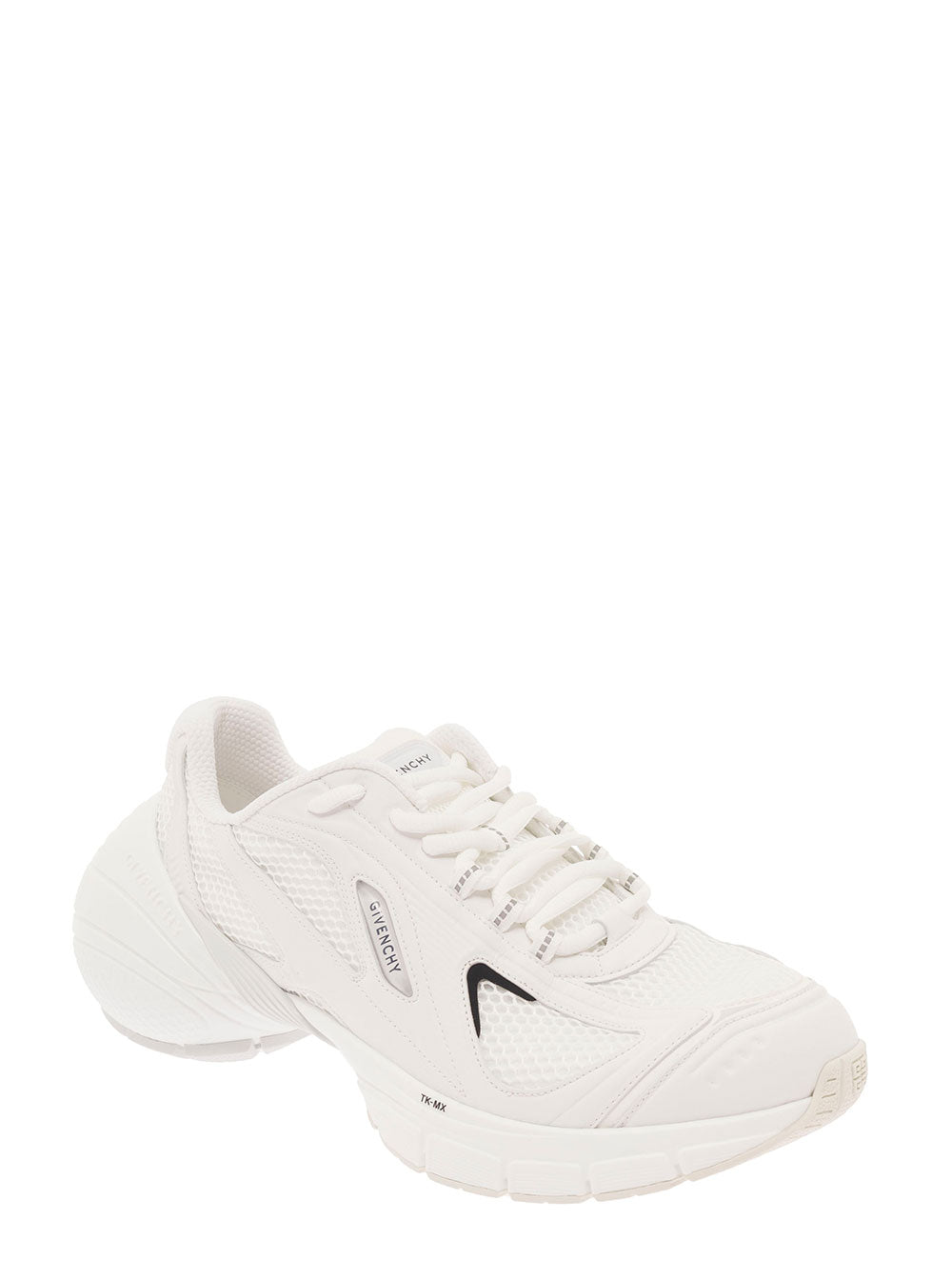 Givenchy Men 'Tk-Mx' White Low Top Sneakers With Side Logo Print In Mesh And Faux Leather Man GIVENCHY