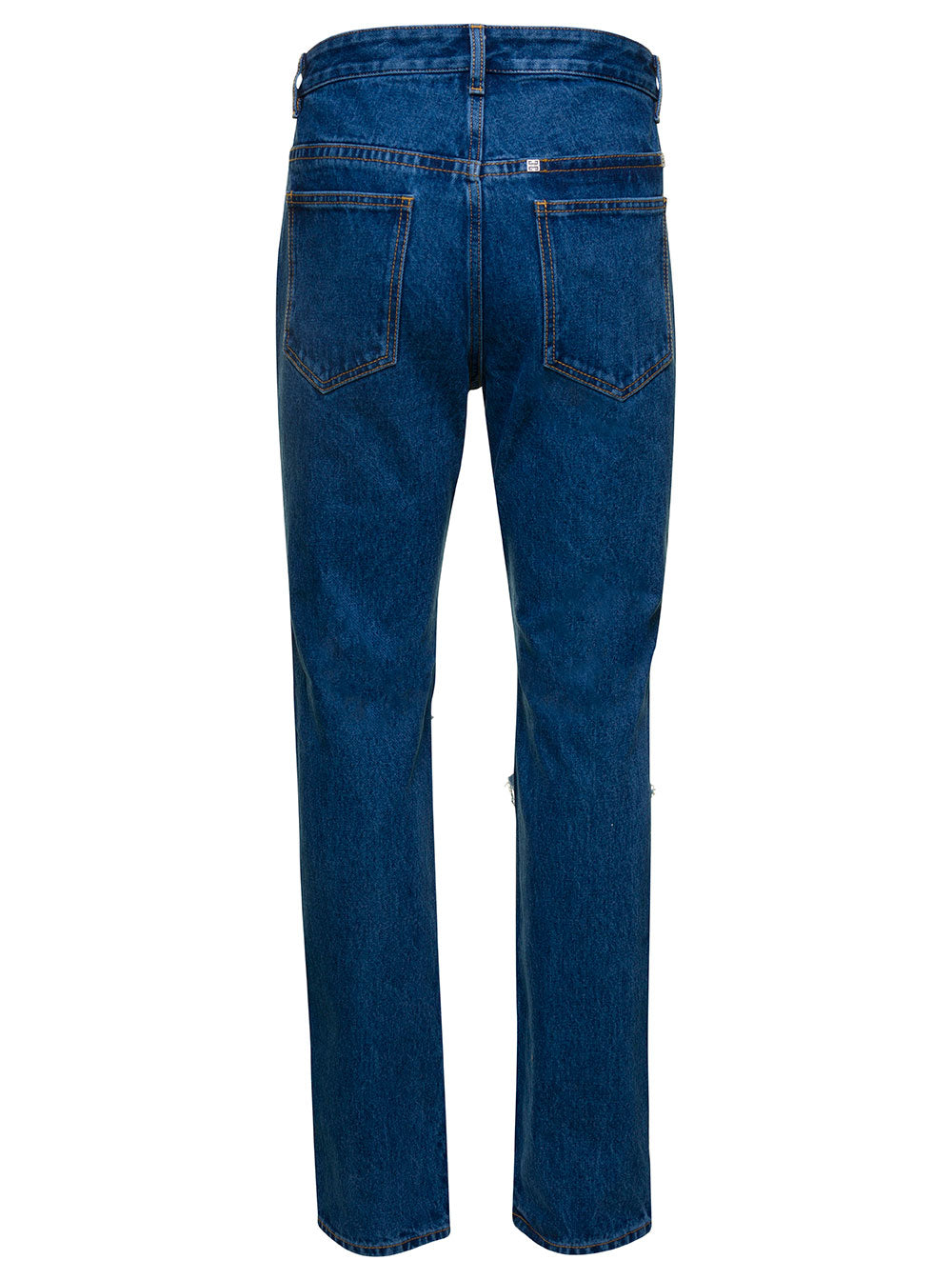 Givenchy Men Blue Jeans With Zip And Rips Details In Cotton Denim Man GIVENCHY