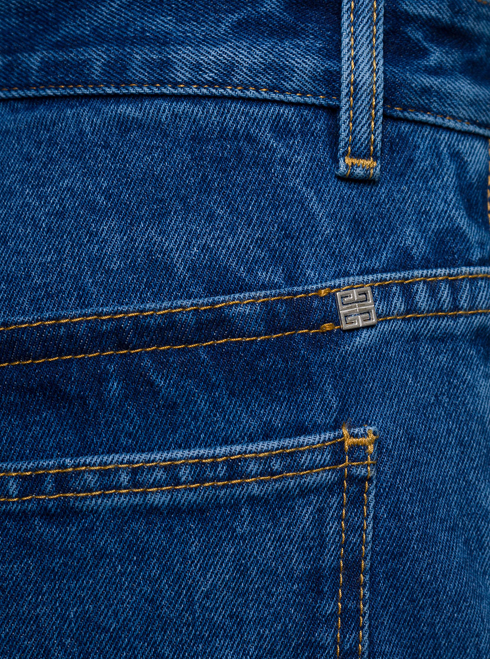 Givenchy Men Blue Jeans With Zip And Rips Details In Cotton Denim Man GIVENCHY
