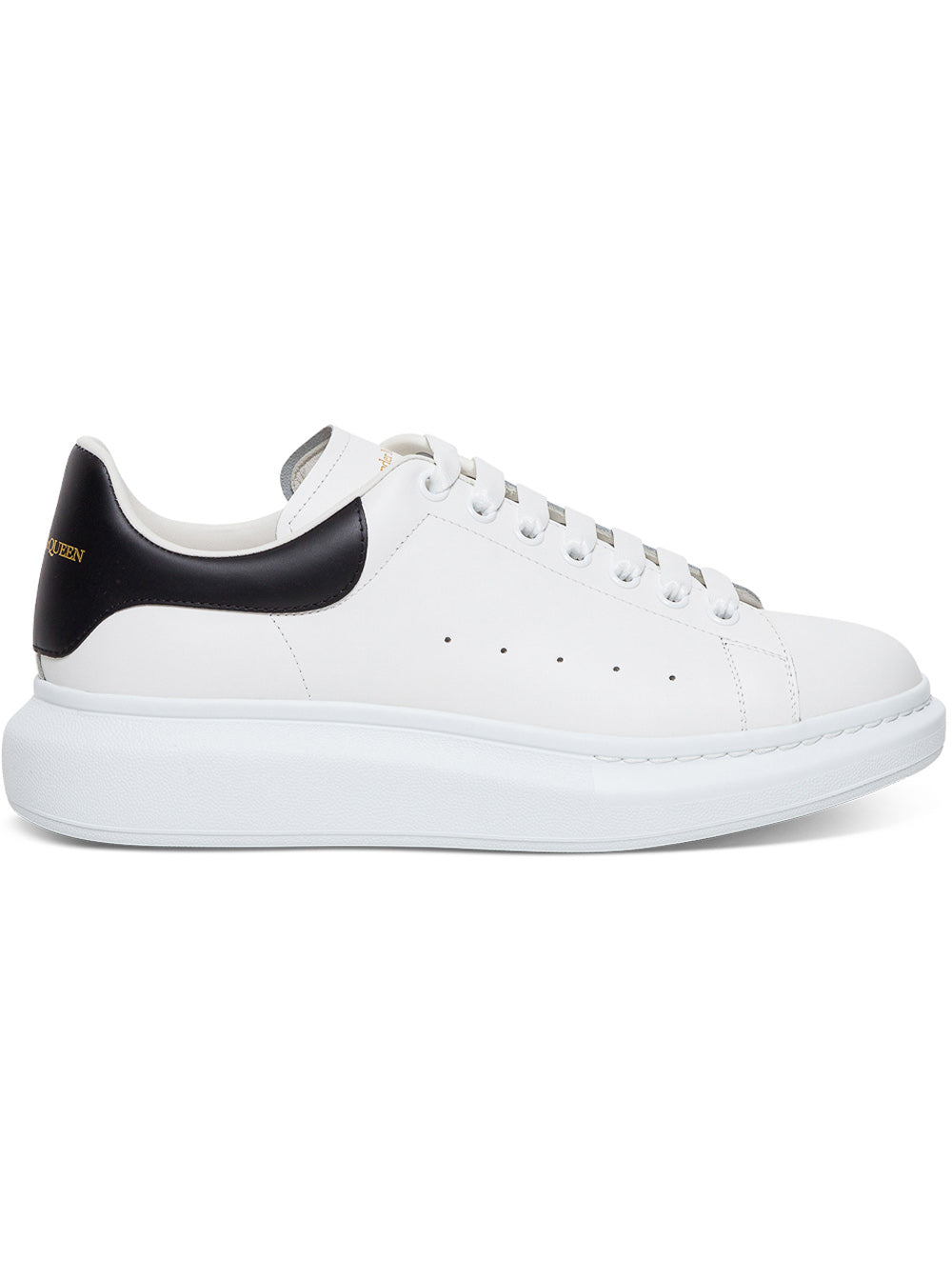 Alexander Mcqueen Men White And Black Leather Oversize Sneakers ALEXANDER MCQUEEN
