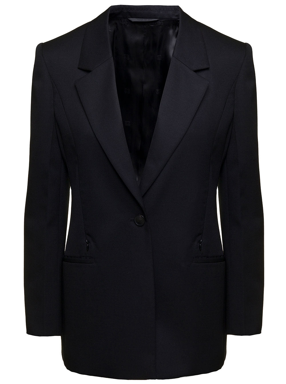 Givenchy Women Black Single-Breasted Jacket With Notched Revers In Wool And Mohair Woman GIVENCHY