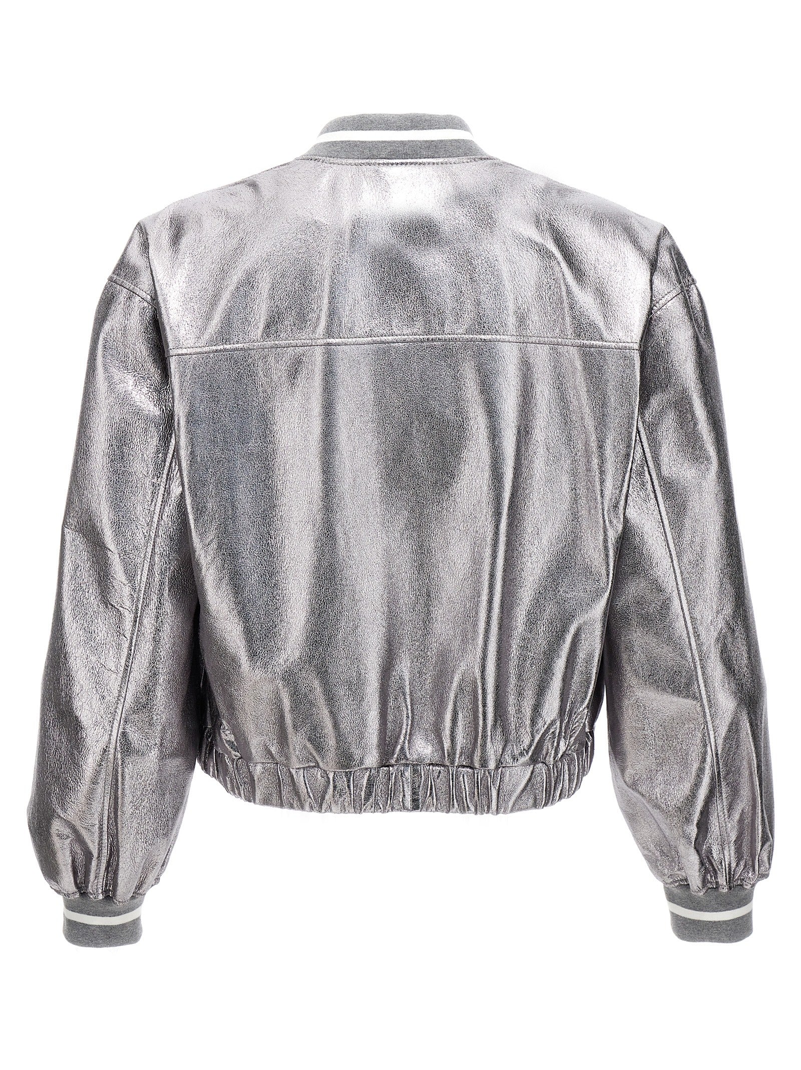 Brunello Cucinelli Women Laminated Leather Bomber Jacket BRUNELLO CUCINELLI