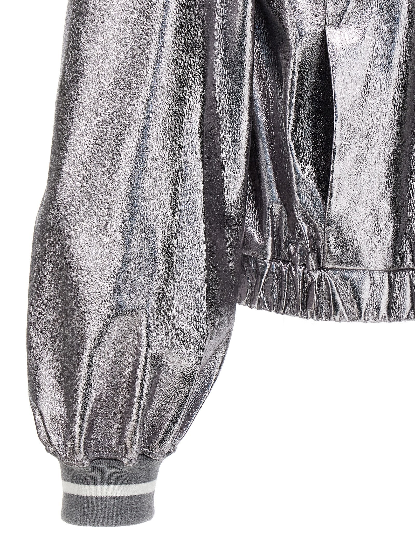 Brunello Cucinelli Women Laminated Leather Bomber Jacket BRUNELLO CUCINELLI