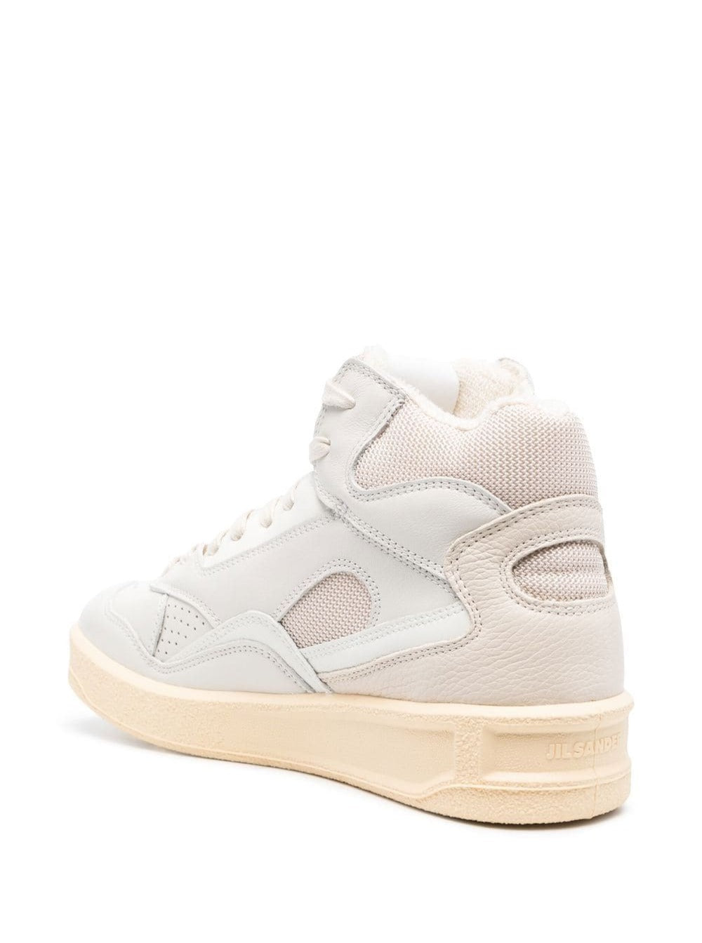 Jil Sander Women Beige High-Top Sneakers With Leather Inserts And Embossed Logo In Canvas Woman JIL SANDER