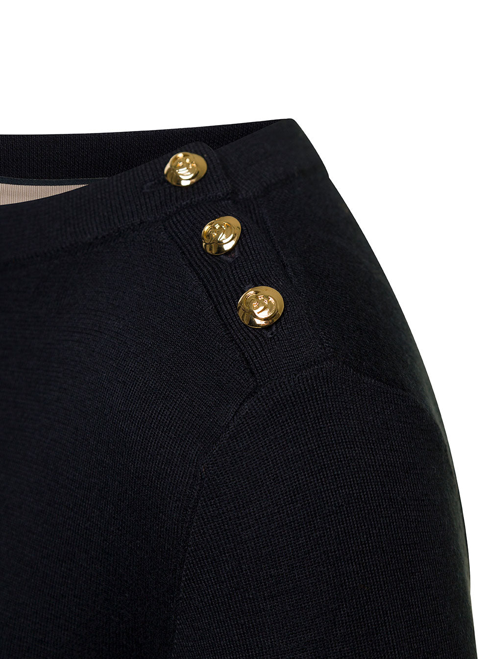 Gucci Women Black Sweater With Boat Neckline And Golden Logo Buttons In Cashmere Woman GUCCI