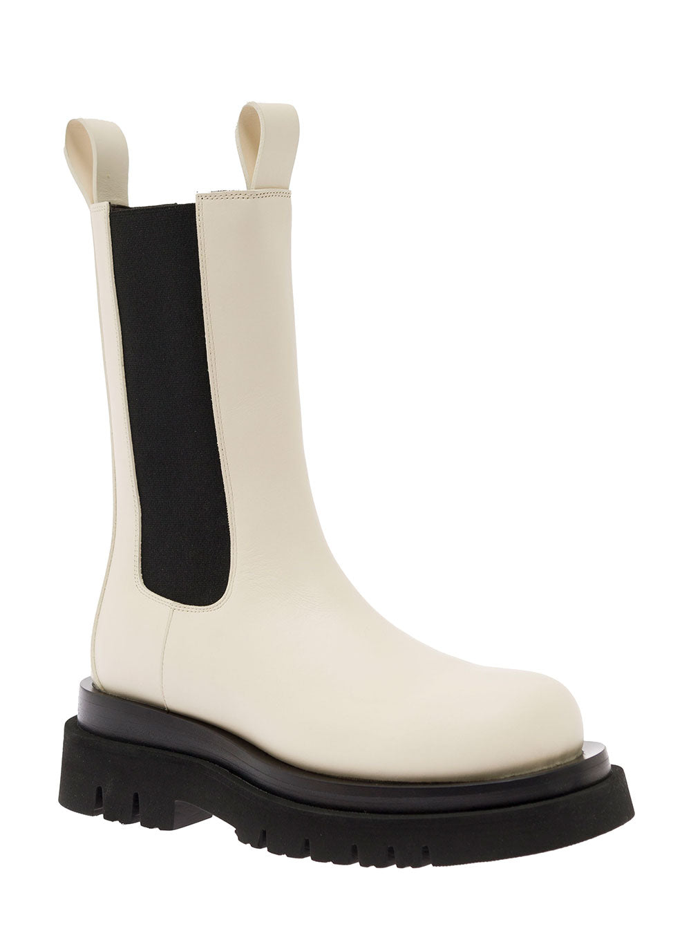 Bottega Veneta Women 'Bv Lug' White Boots With Contrasting Multi-Layered Sole In Leather Woman BOTTEGA VENETA