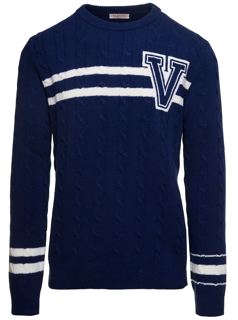Valentino Men Contrasting Blue Patch 'Vlogo' In Virgin Wool Man VALENTINO