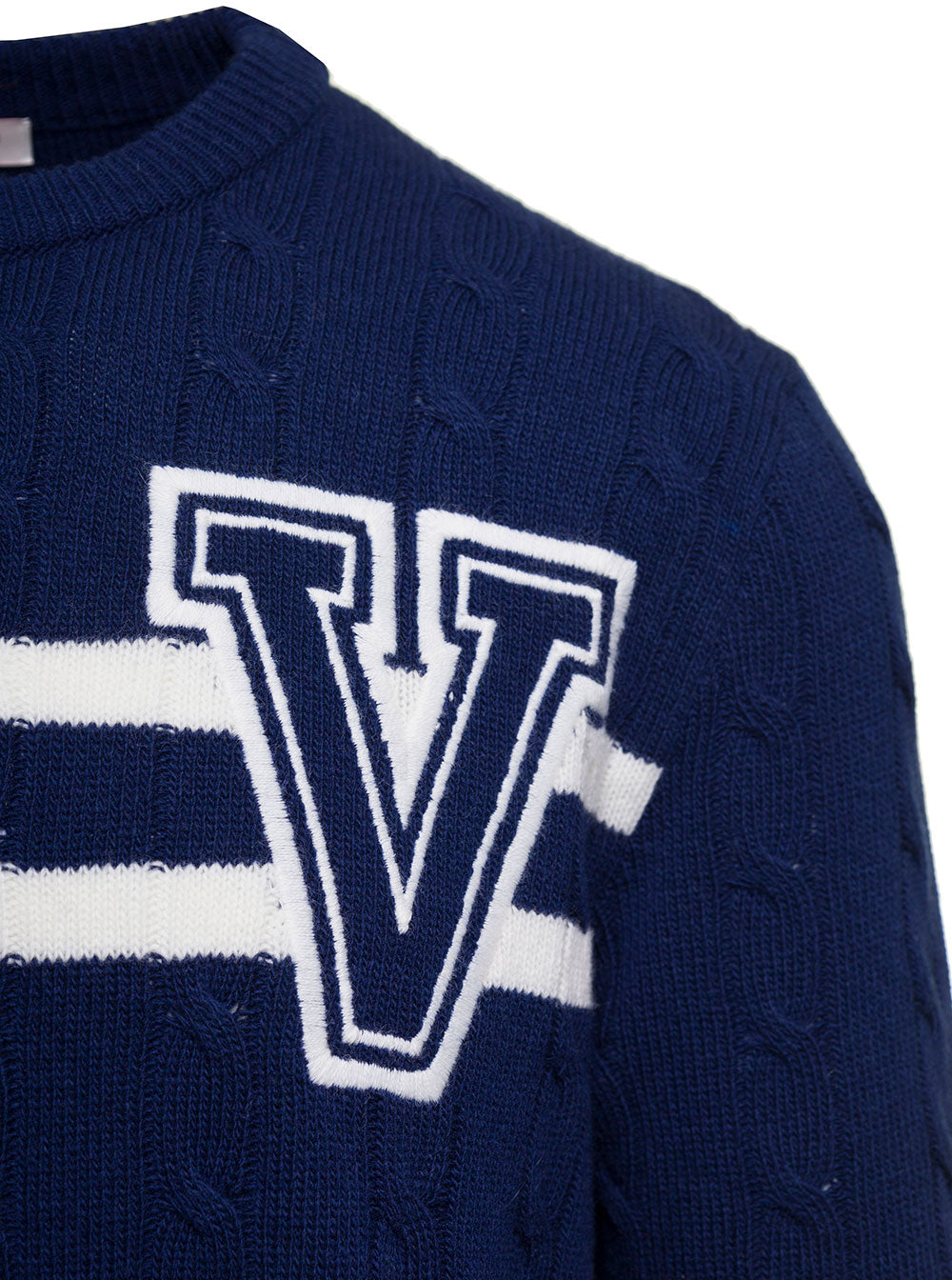 Valentino Men Contrasting Blue Patch 'Vlogo' In Virgin Wool Man VALENTINO