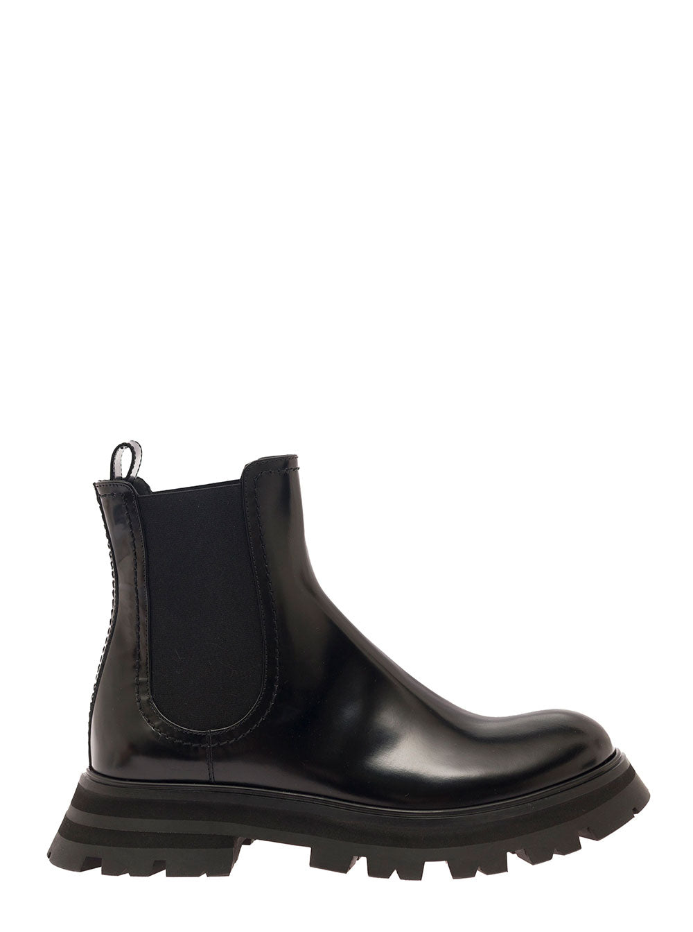 Alexander Mcqueen Women Black Chelsea Boots With Elastic Inserts In Smooth Leather Woman ALEXANDER MCQUEEN