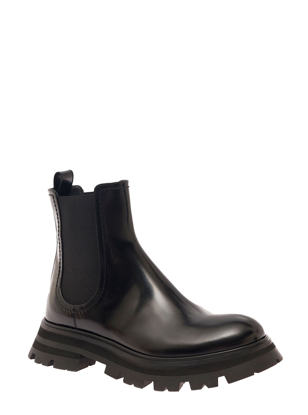 Alexander Mcqueen Women Black Chelsea Boots With Elastic Inserts In Smooth Leather Woman ALEXANDER MCQUEEN