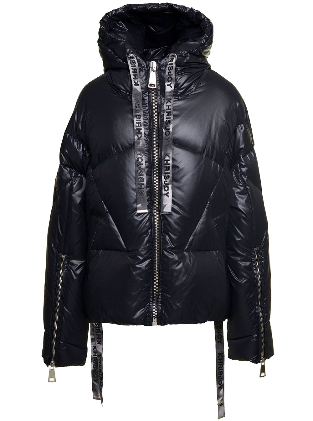 Khrisjoy Women Black 'Puff Khris Iconic' Oversized Down Jacket With Hood In Polyester Woman KHRISJOY
