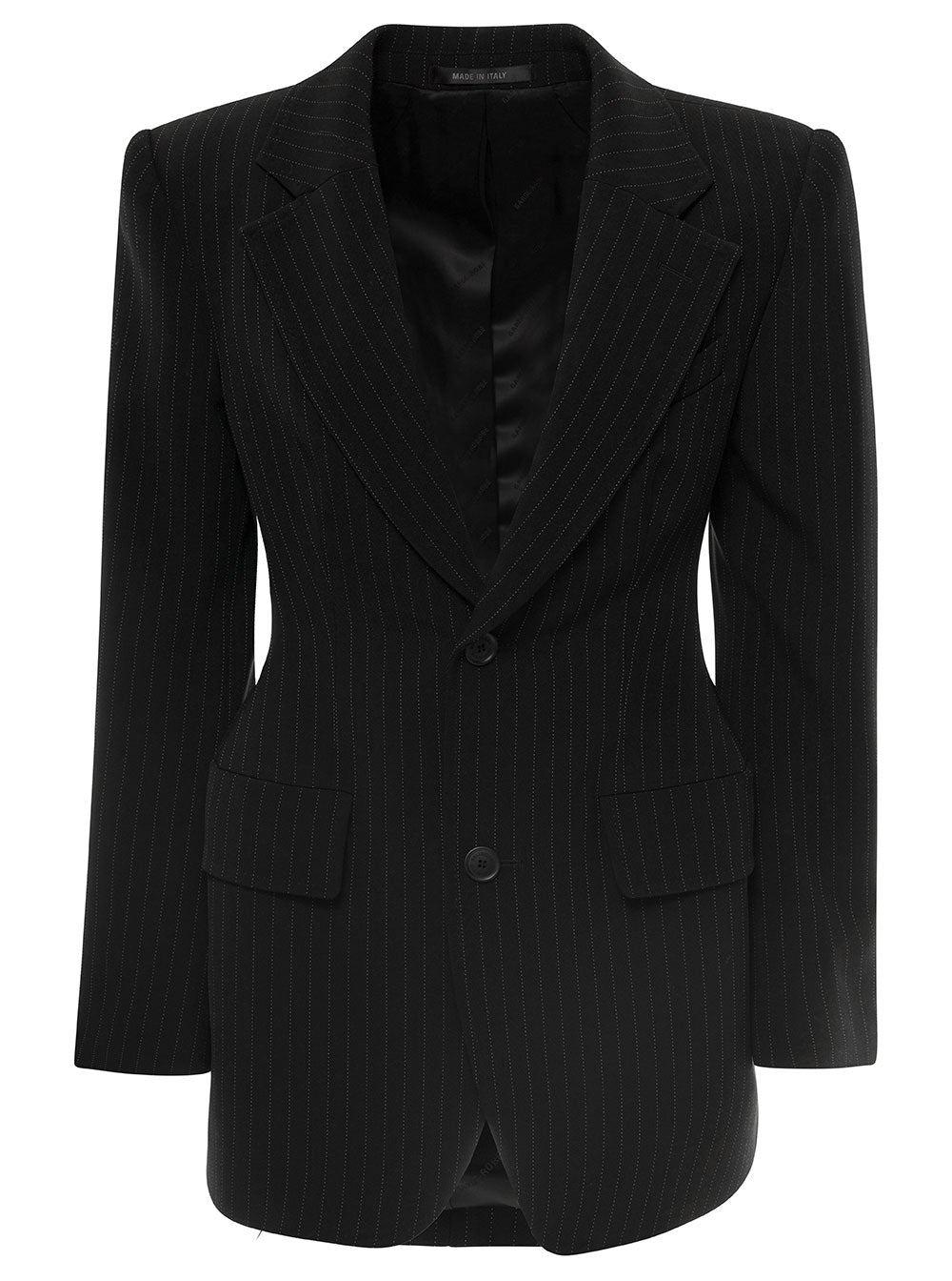 Balenciaga Women 'Hourglass' Black Pinstripe Single-Breasted Jacket In Stretch Wool Woman BALENCIAGA
