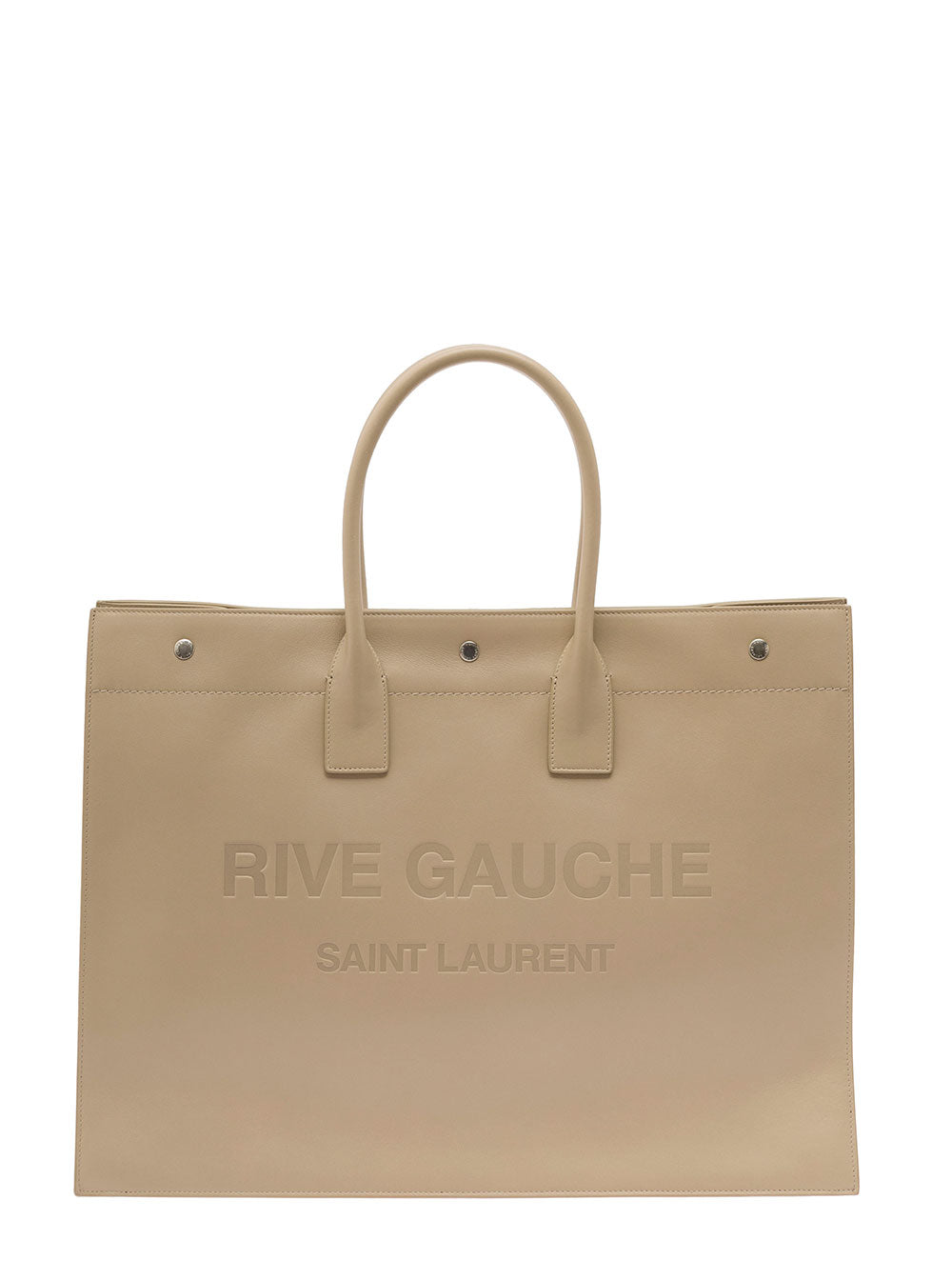Saint Laurent Men Rive Gauche Large Tote Bag In Beige Leather Man SAINT LAURENT